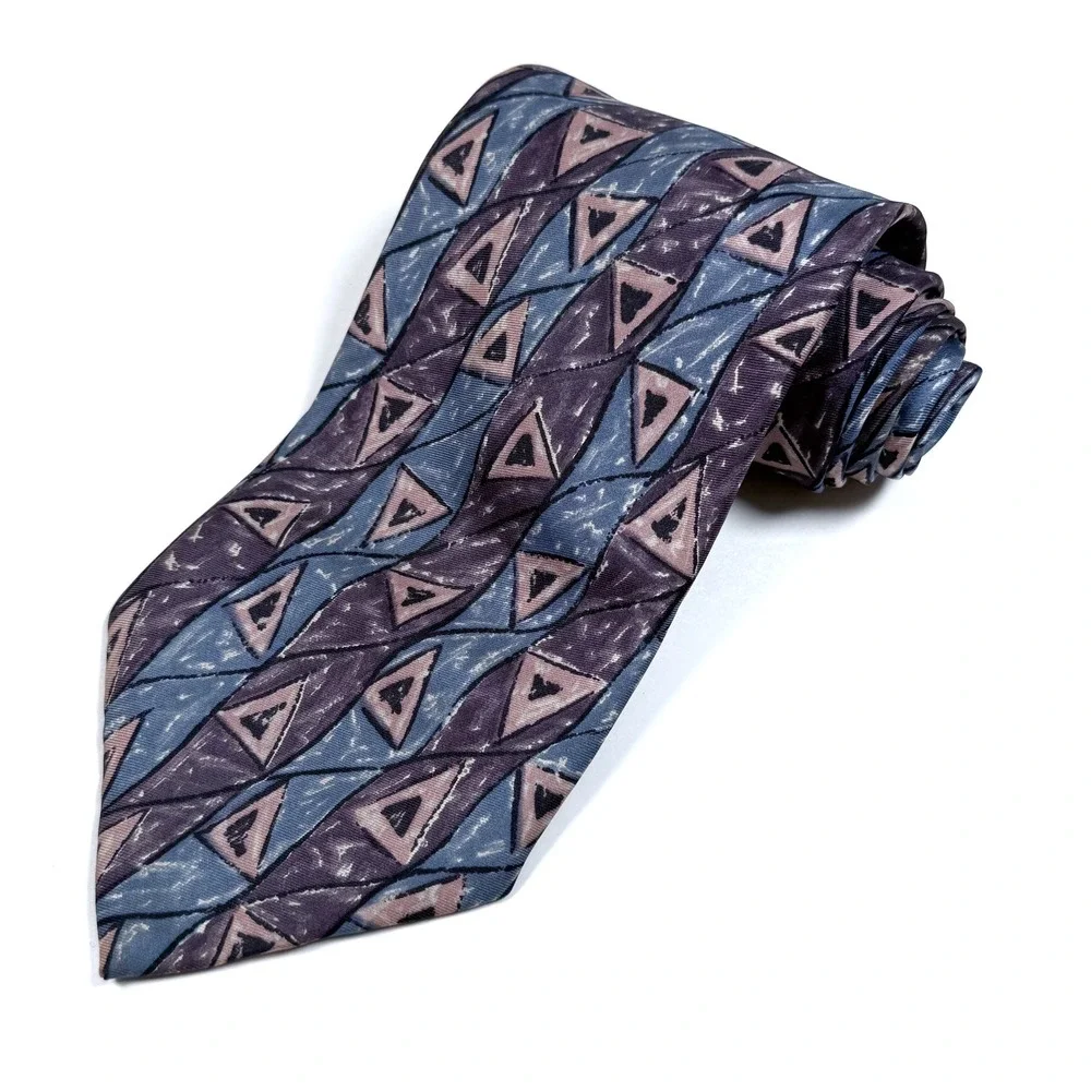 Pierre‎ Balmain Couture Silk Geometric Triangle Neck Tie - L: 57